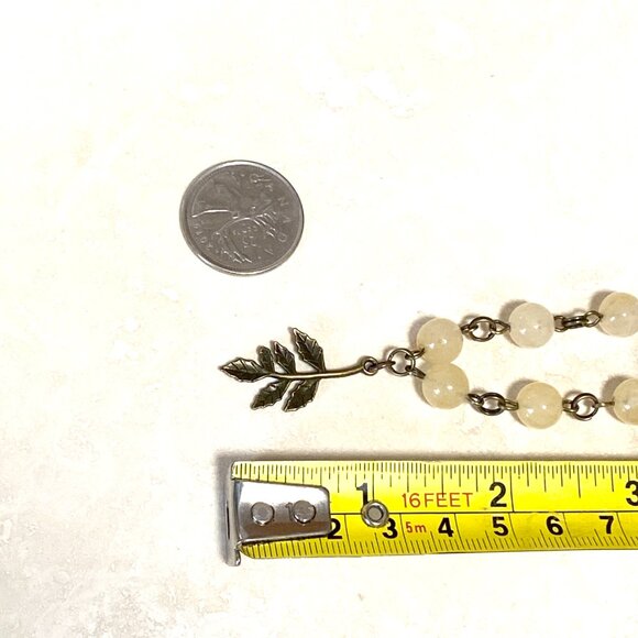 Natural Yellow Aventurine Necklace, Bronze Leaf Branch + Genuine Gemstone Choker - Picture 12 of 14